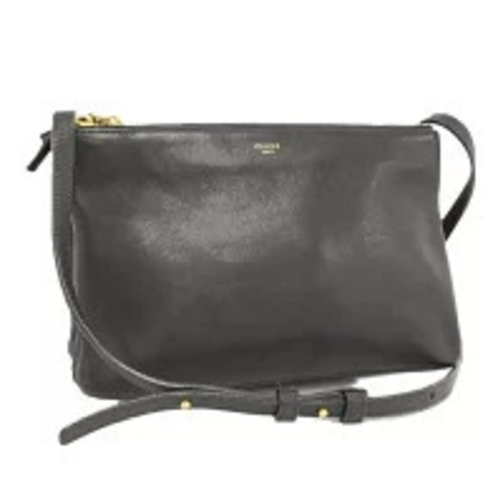 CELINE Trio Shoulder Bag Leather Black